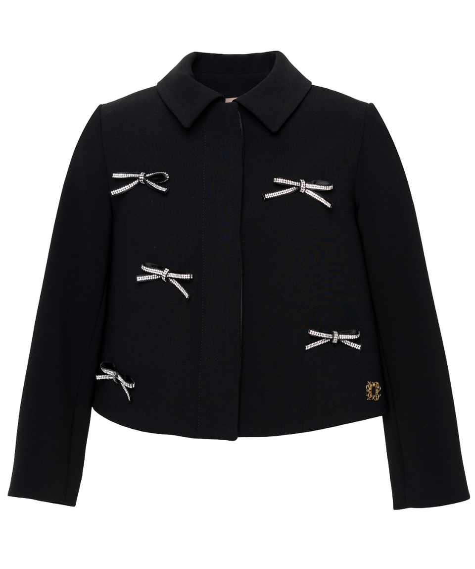 Elie Saab Black Crepe Top with Bow Set