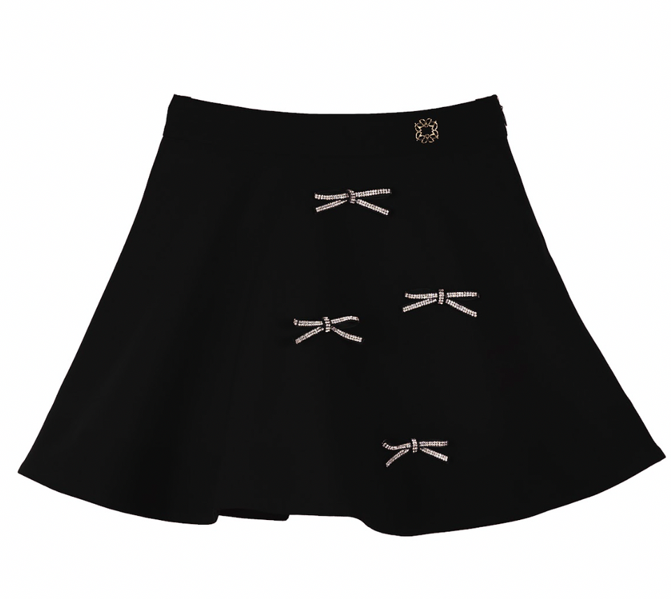 Elie Saab Black Crepe Top with Bow Set