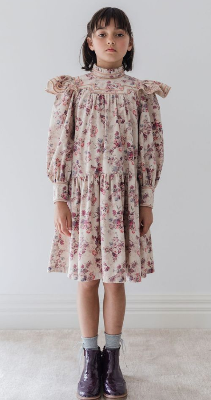 Steph Antique Floral Printed Cord Dress
