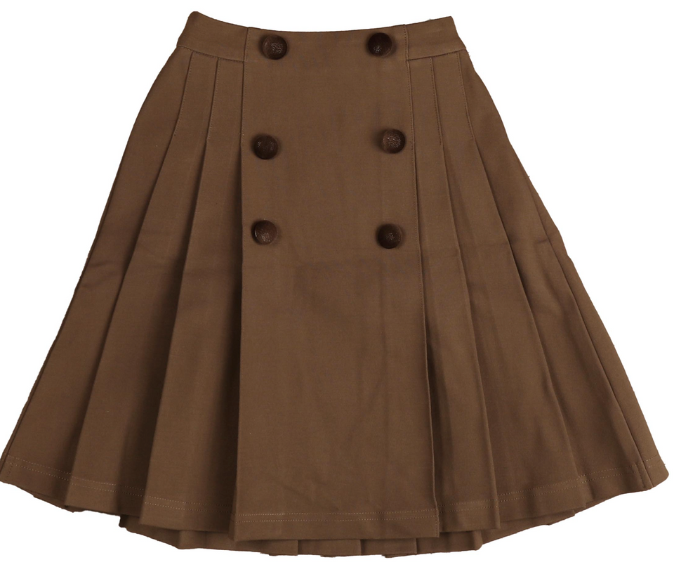 Belati Mocha Scuba Pleated Skirt w/ Knit Embroidered Top
