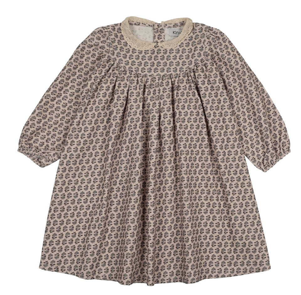 Kin Kin Leaf Print Lace Collar Dress