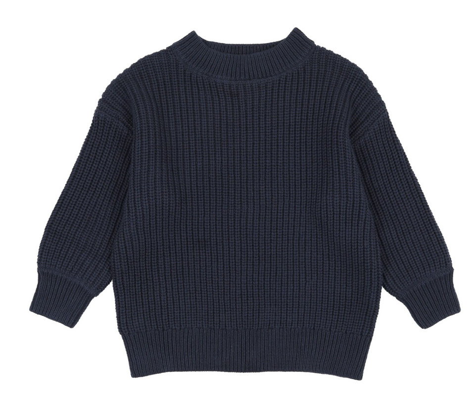 Kin Kin Navy Fisherman Ribbed Sweater