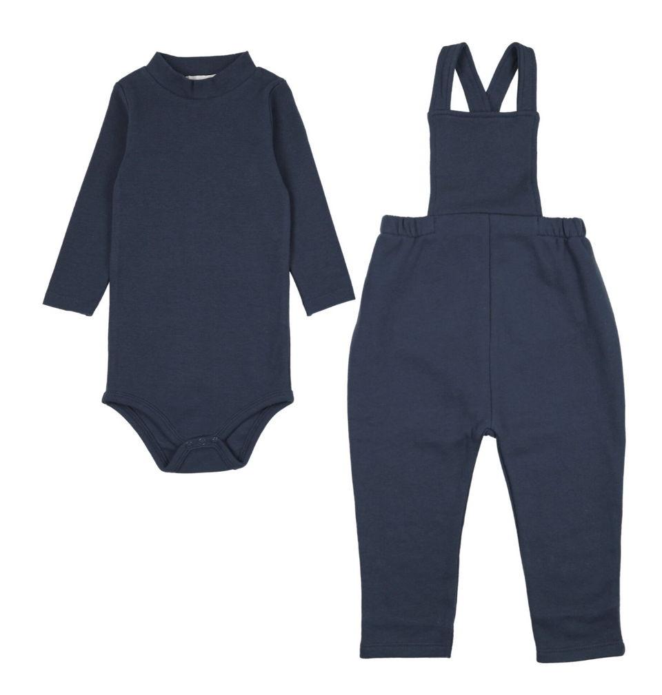 Kin Kin Midnight Blue Overall w/ Mockneck Onesie