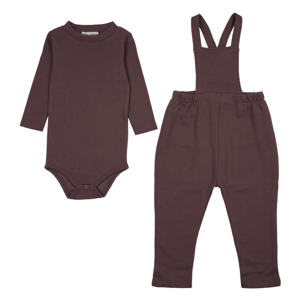 Kin Kin Plum Overall w/ Mockneck Onesie