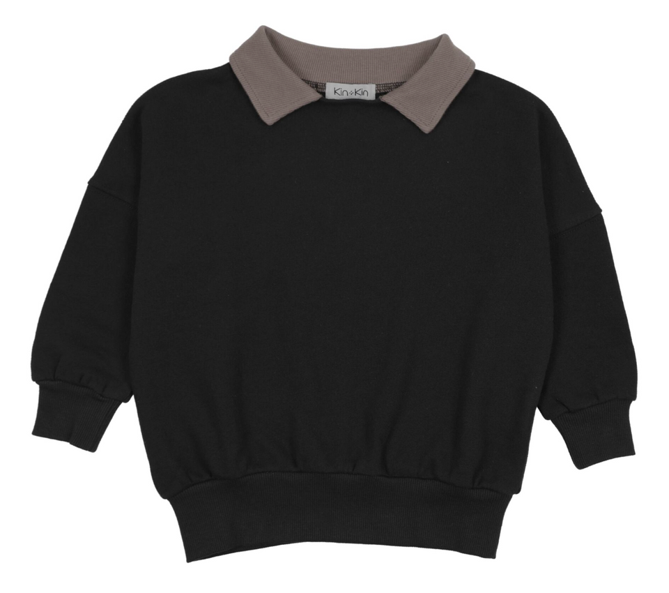 Kin Kin Black Contrast Collar Sweatshirt