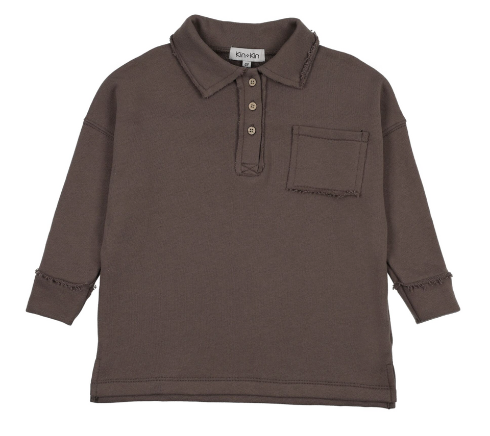 Kin Kin Chestnut Raw Edge Pocket Sweatshirt