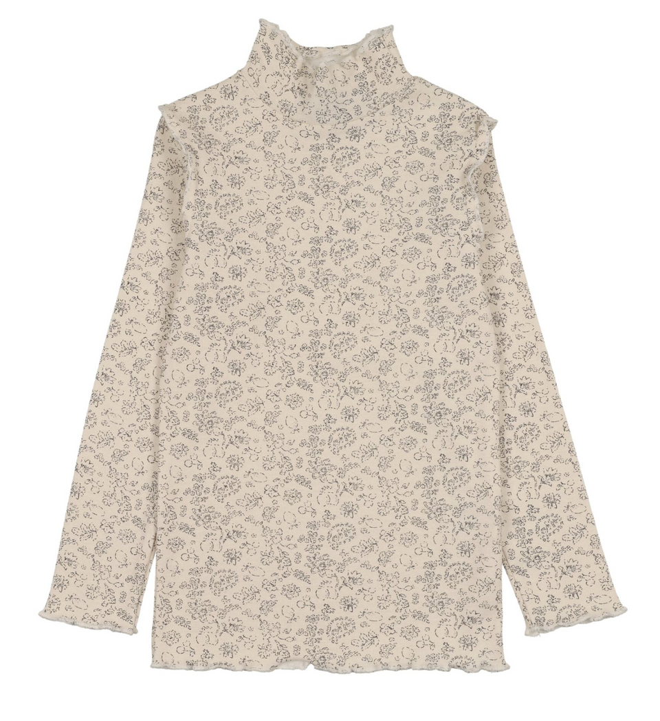 Kin Kin Floral Print Scalloped Edge Mockneck