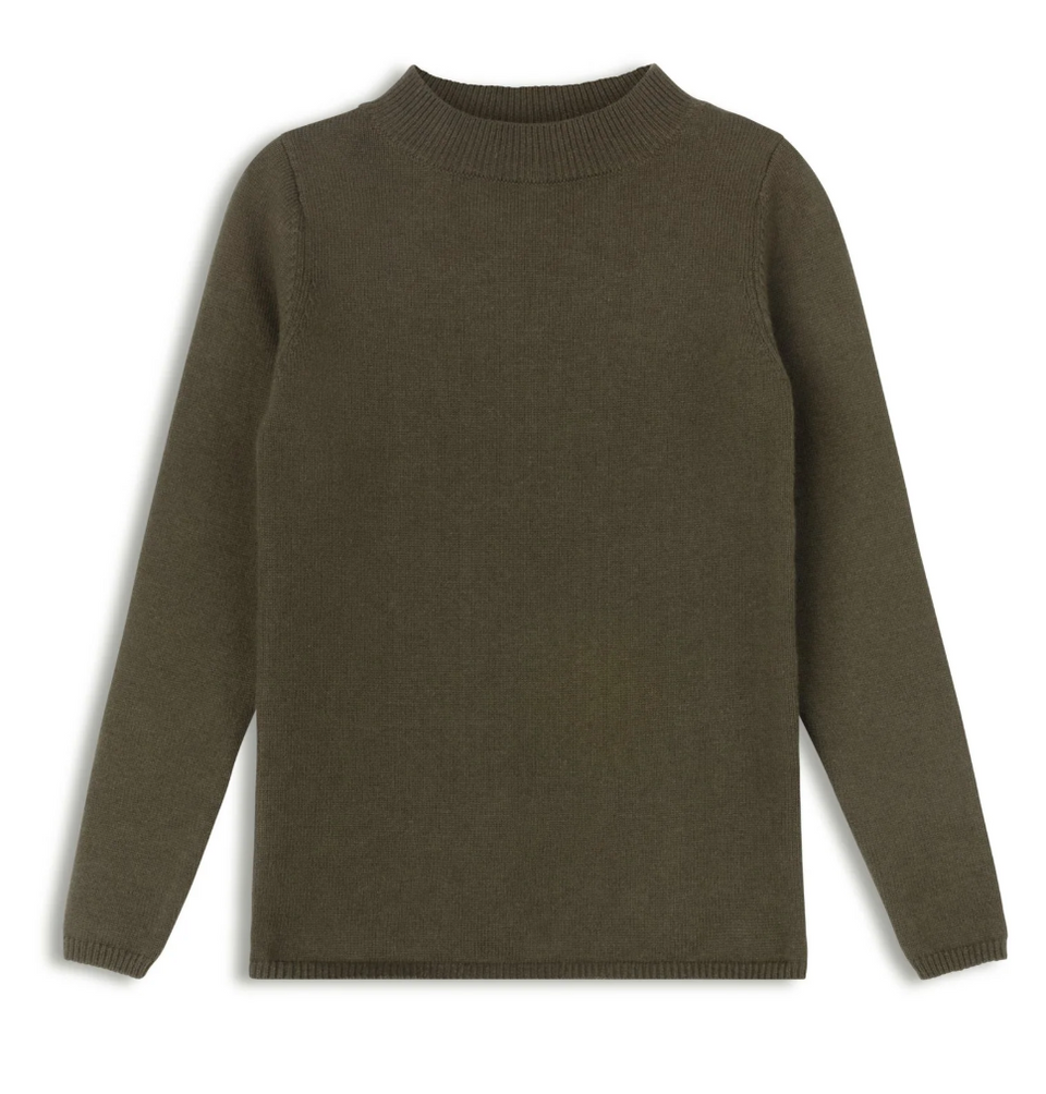 Looms Dense Knit Olive Turtleneck/Cardigan Set