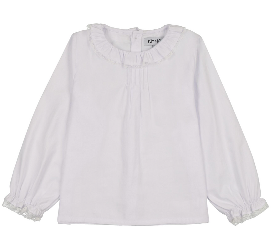 Kin Kin White Ruffle Collar Shirt