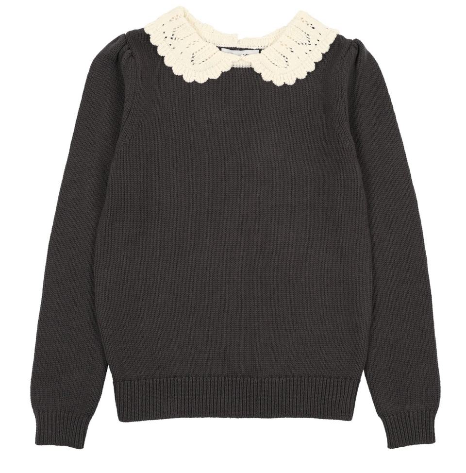 Kin Kin Black Knit Peter Pan Collar Sweater