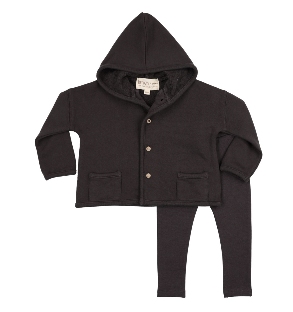 Farren + Me Washed Black Hooded Set