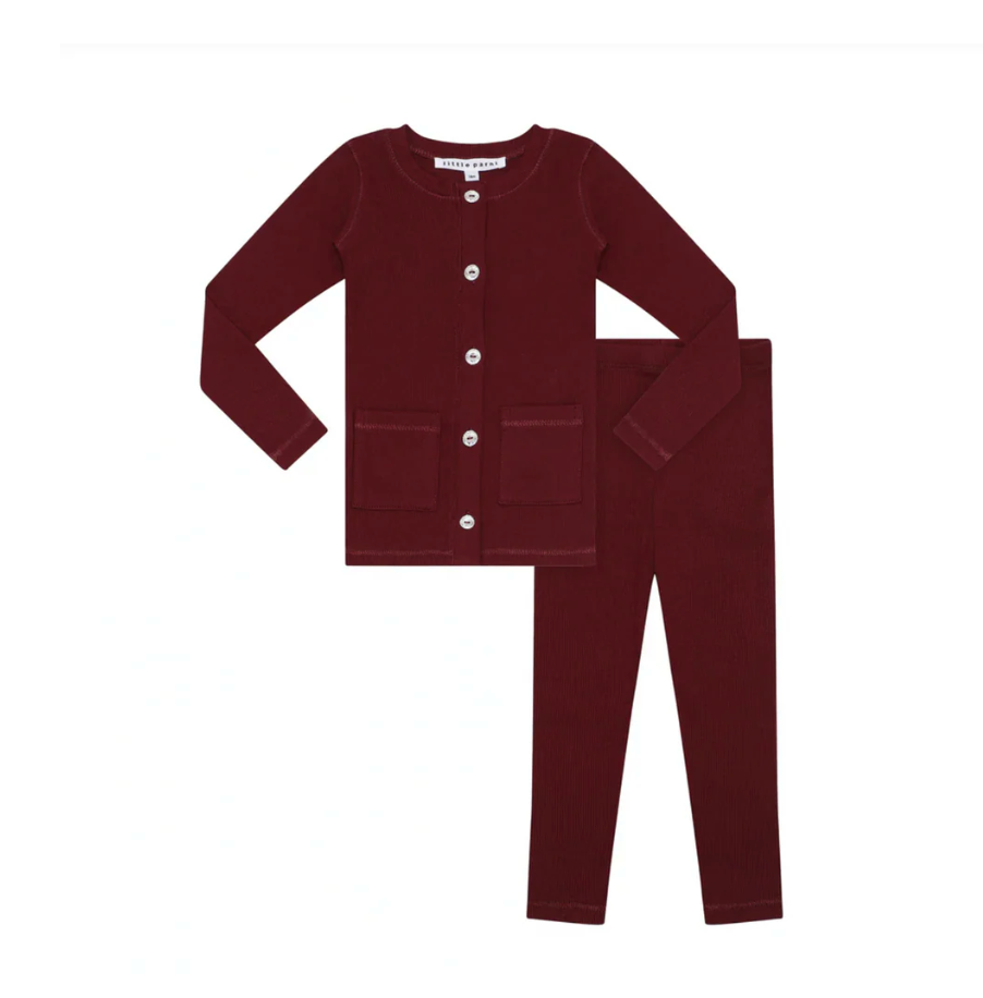 Little Parni Burgundy Rhinestone Set