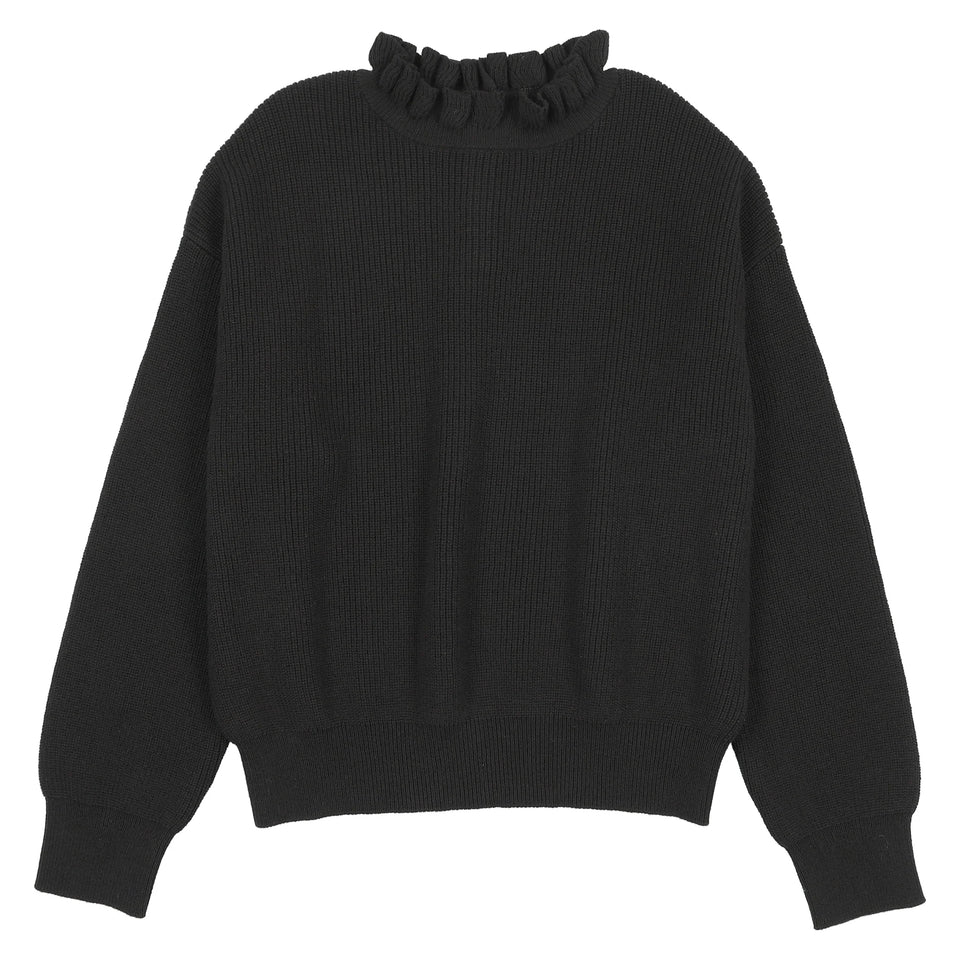 Teela Black Ruffle Knit Top