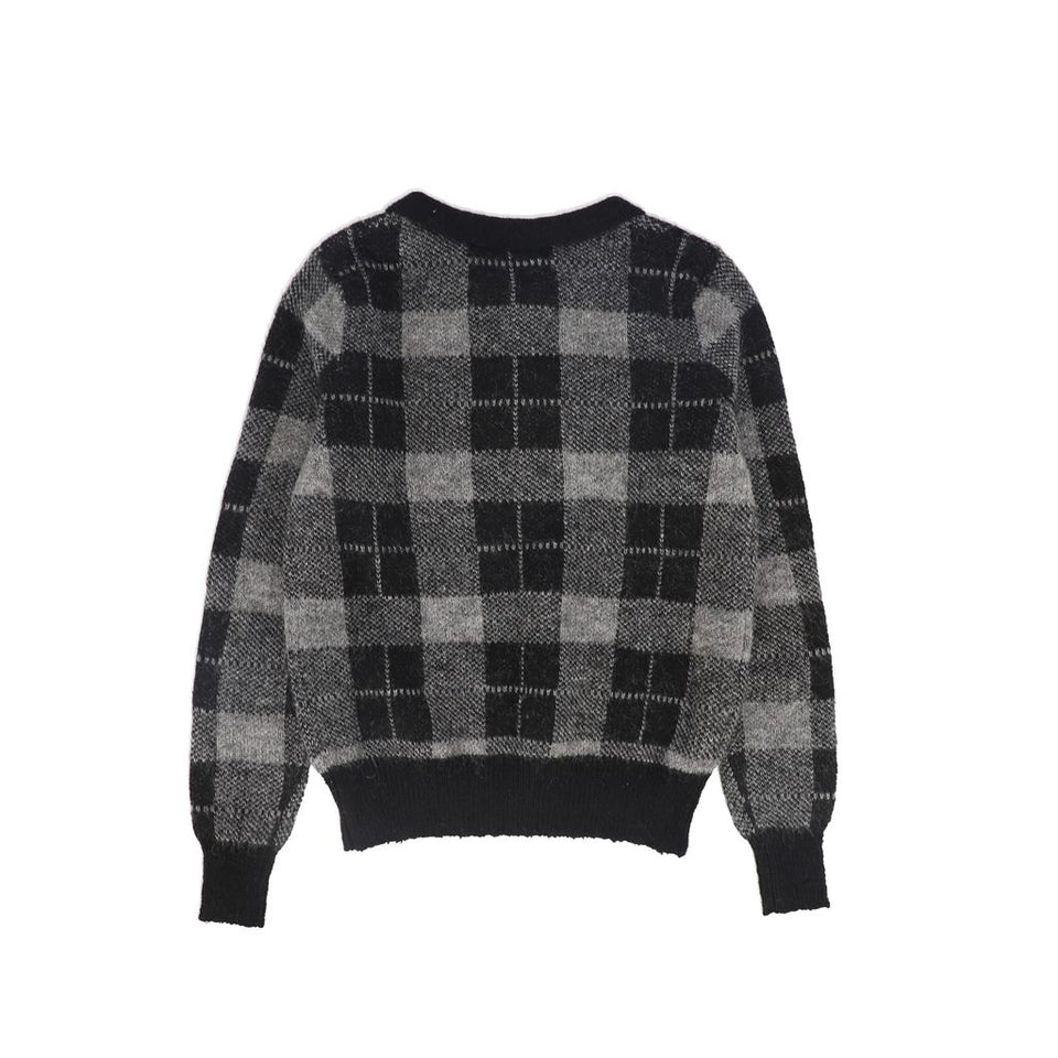 Bamboo Charcoal Plaid Knit Collar Sweater size up runs small