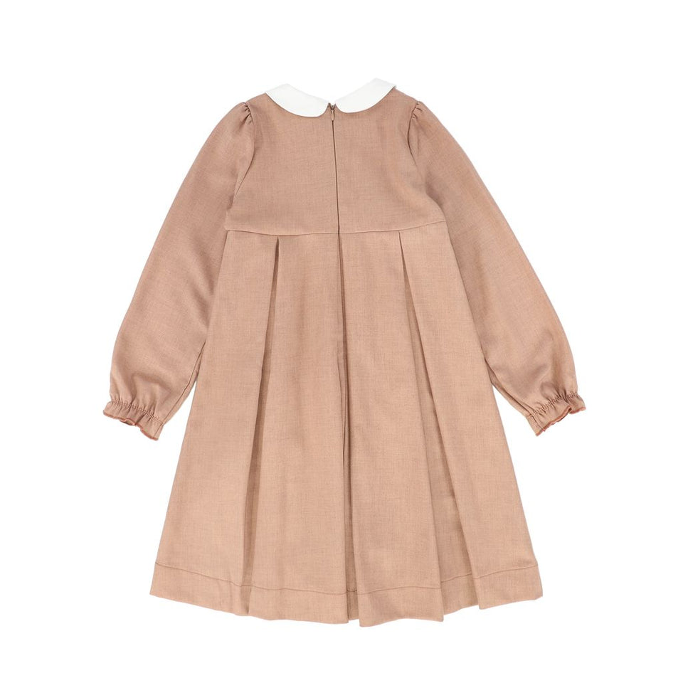 Bamboo Pink Wool Embroidered Dress