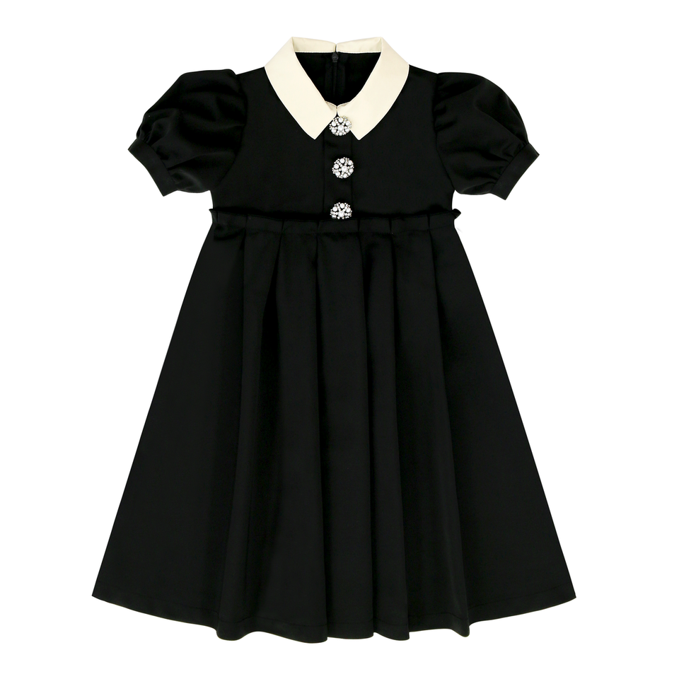 Coco Blanc Black Taffeta Short Sleeve Dress