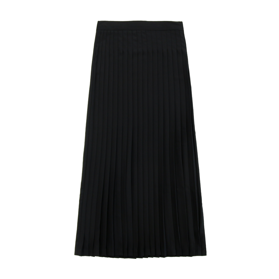 Coco Blanc Black Pleated Silk Skirt