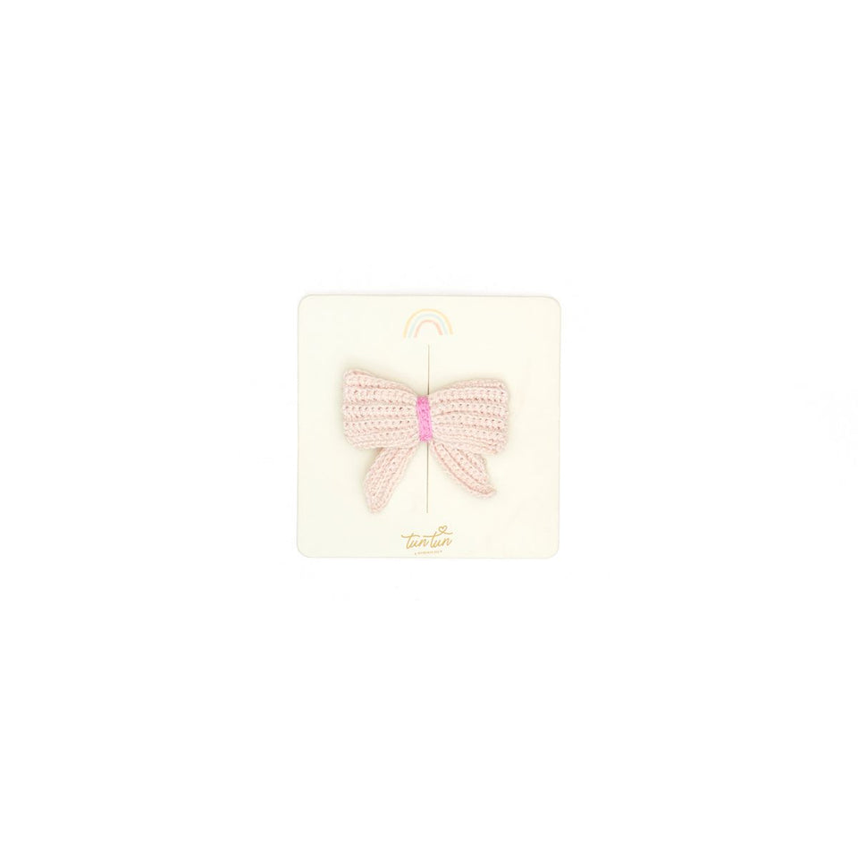 Tun Tun Light Pink & Fuchsia Flower Crochet Bow