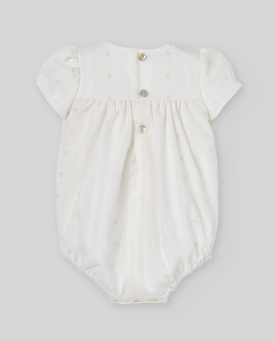 Paz Cream Woven Bow Romper