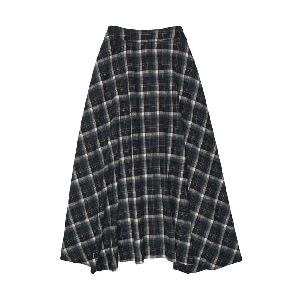 Froo Plaid Blue Hour Tartan Midi Skirt