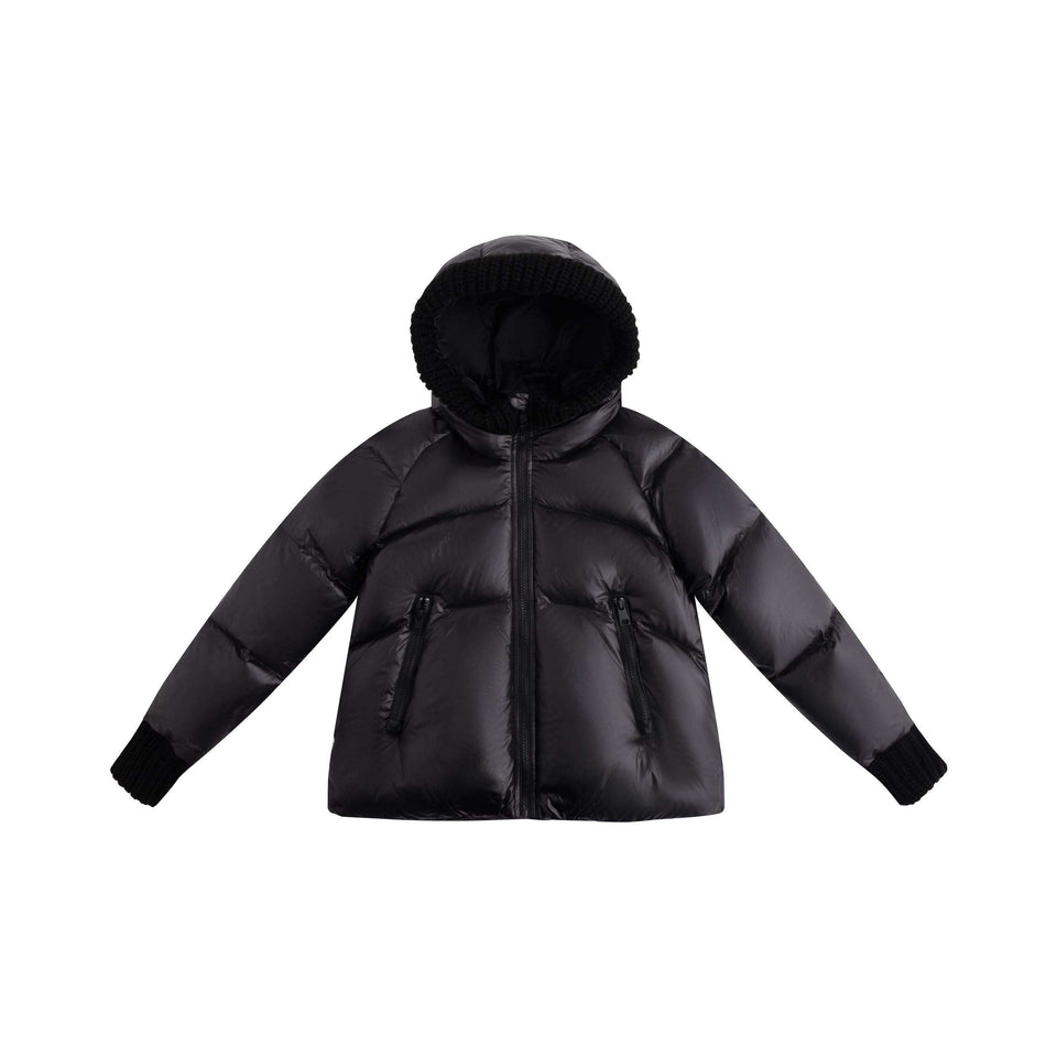 Ellabee Margot Black Girls Knit Hood Puffer Jacket