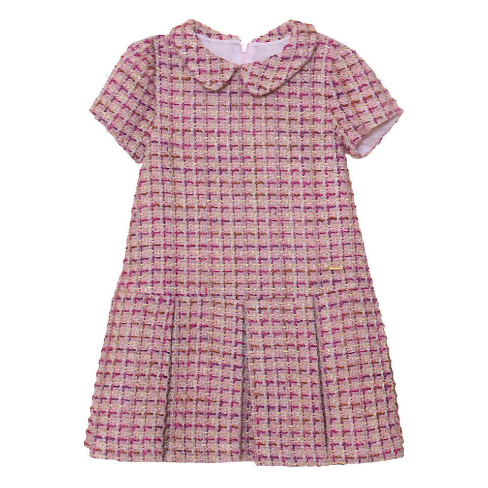 Patachou Pink/Gold Tweed Dress