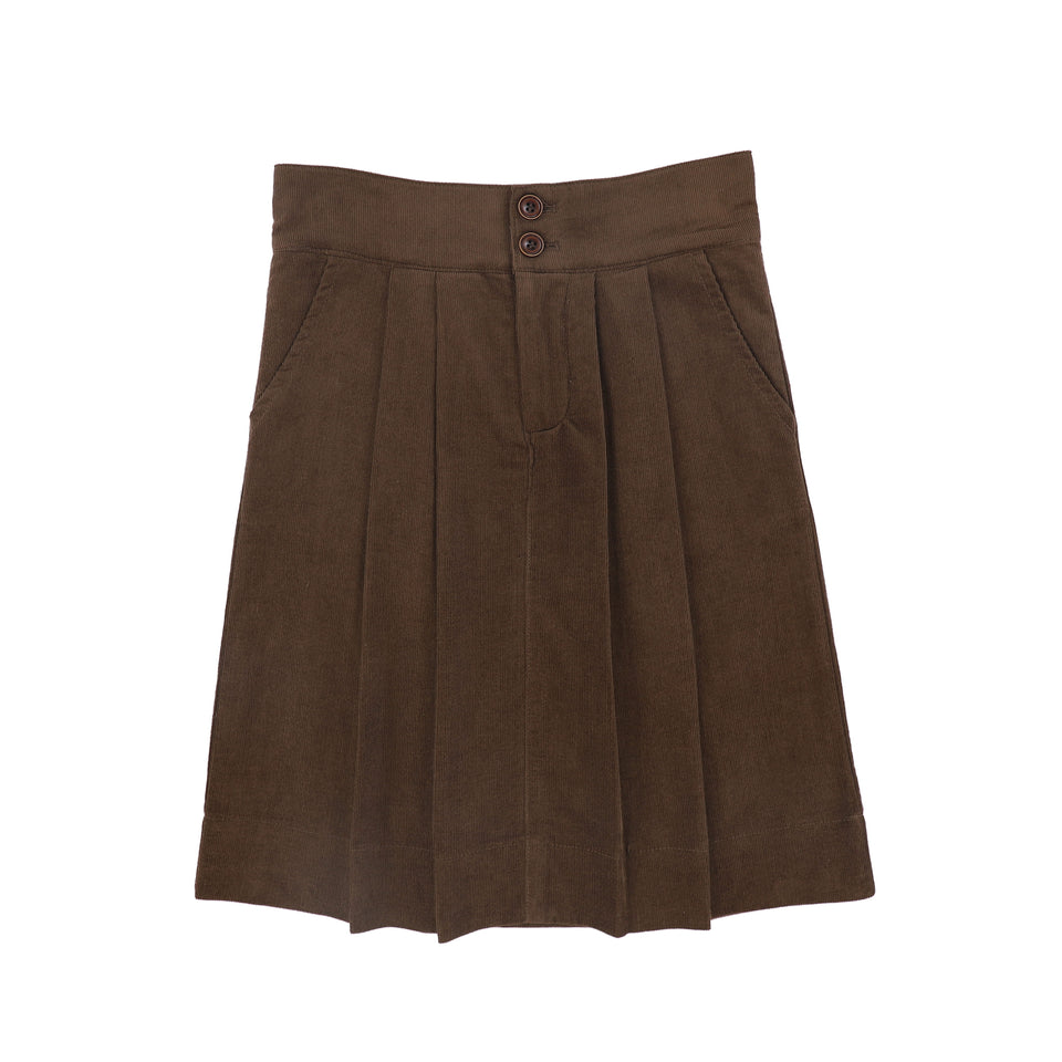 Bamboo Brown Button Corduroy Skirt
