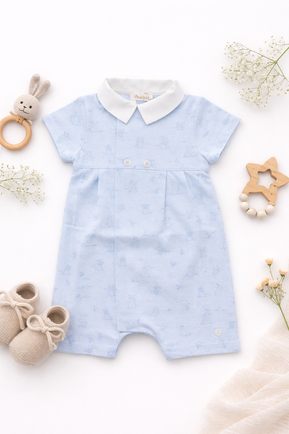 Patachou B0057 Blue Knit Baby Boy Romper
