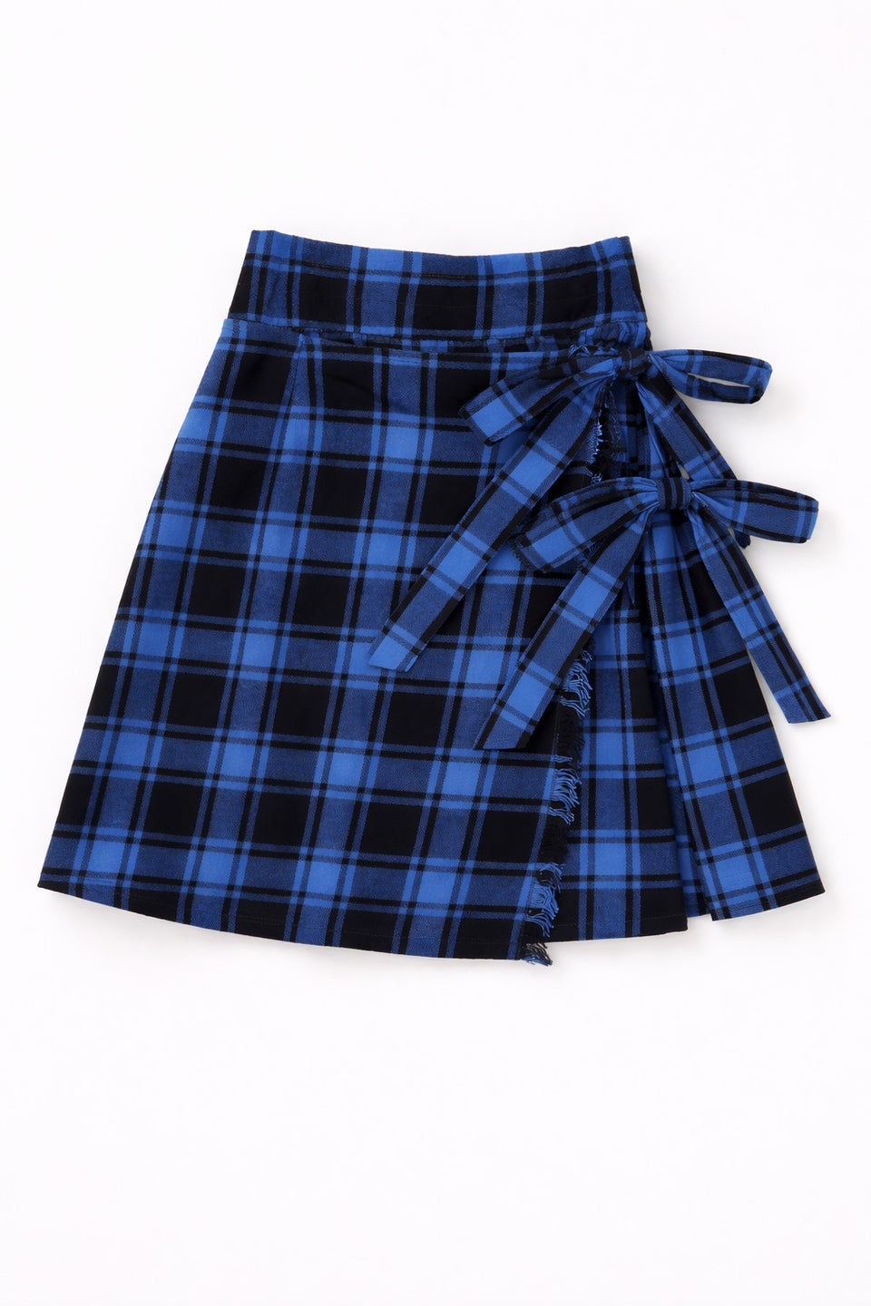 We The Kids Double Bow Plaid Wrap Skirt