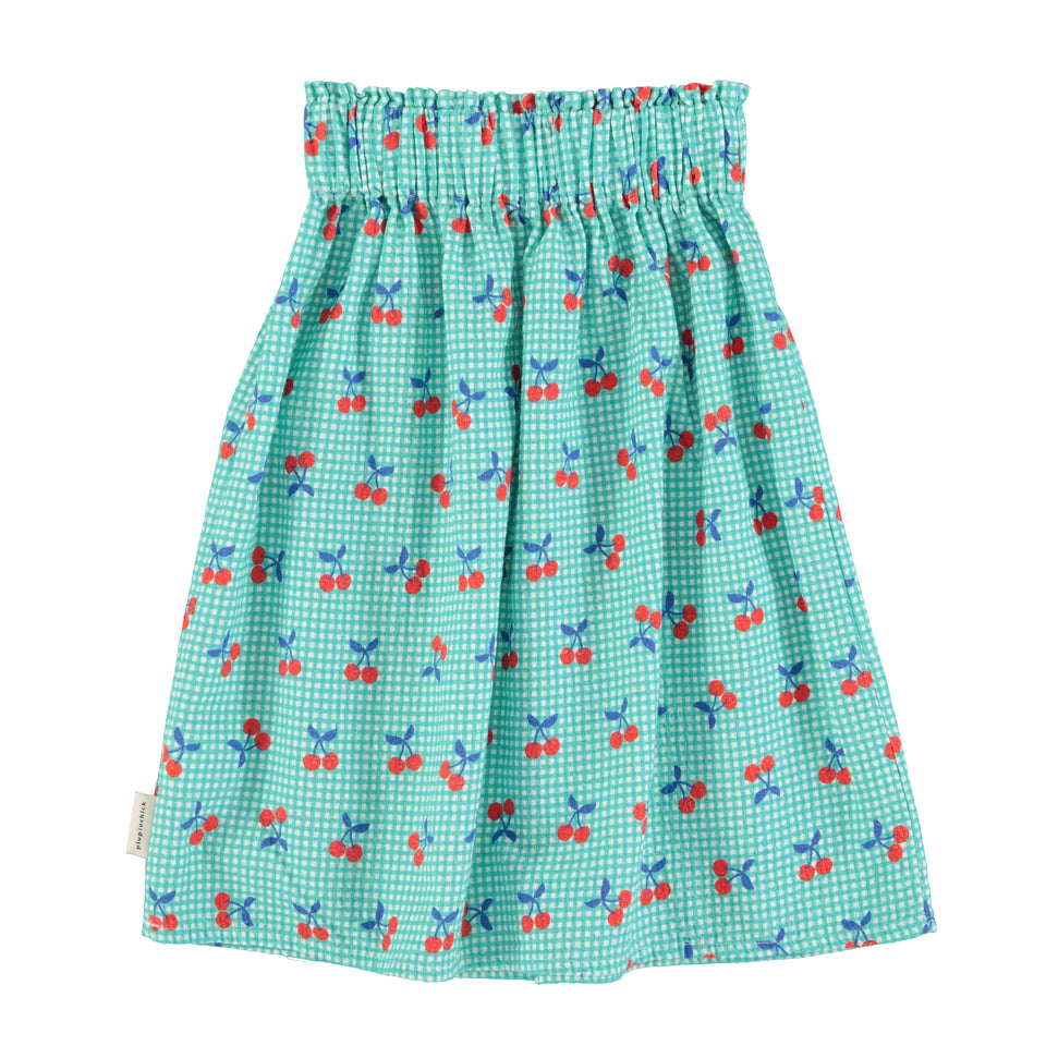 Piupiuchick Turquoise Checkered Midi Skirt