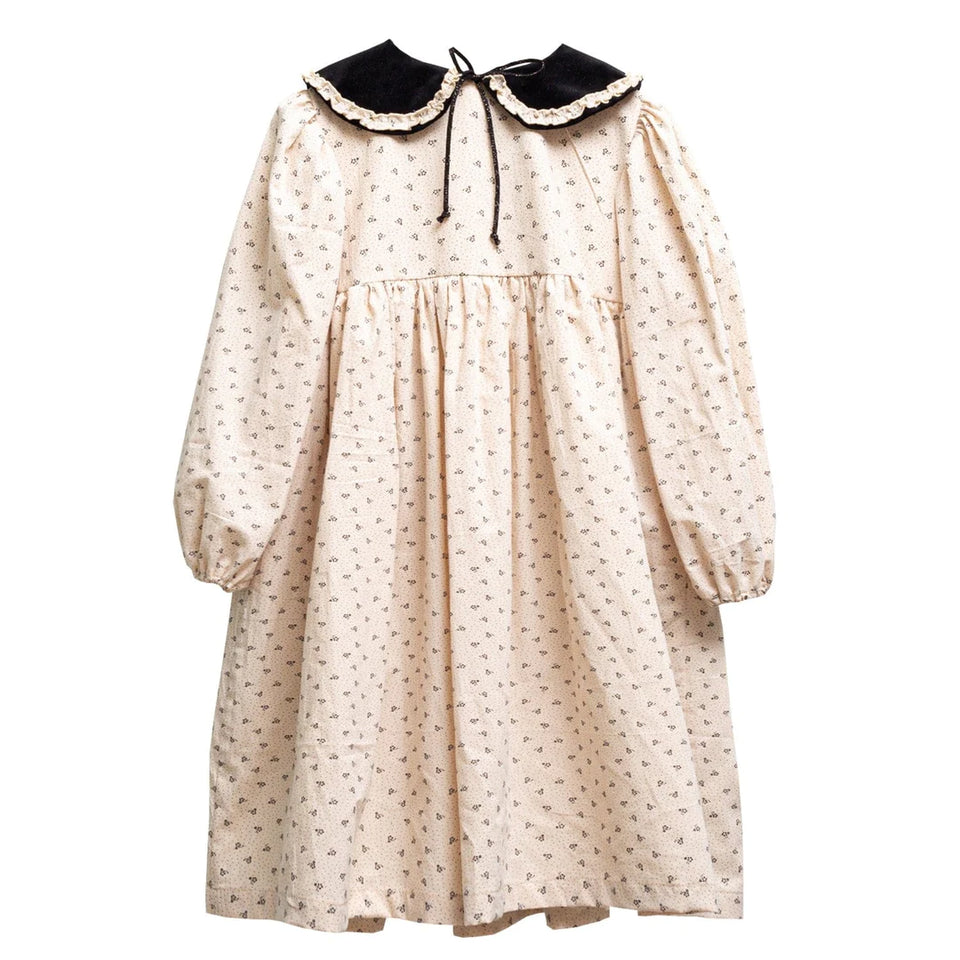 Cosmosophie Cream Dress with Little Black Flowers