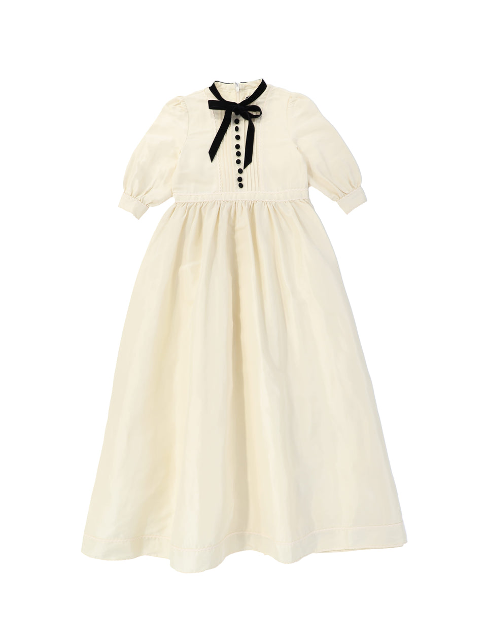 Francesca Guiliano Cream Taffeta Velvet Ribbon Tie Gown