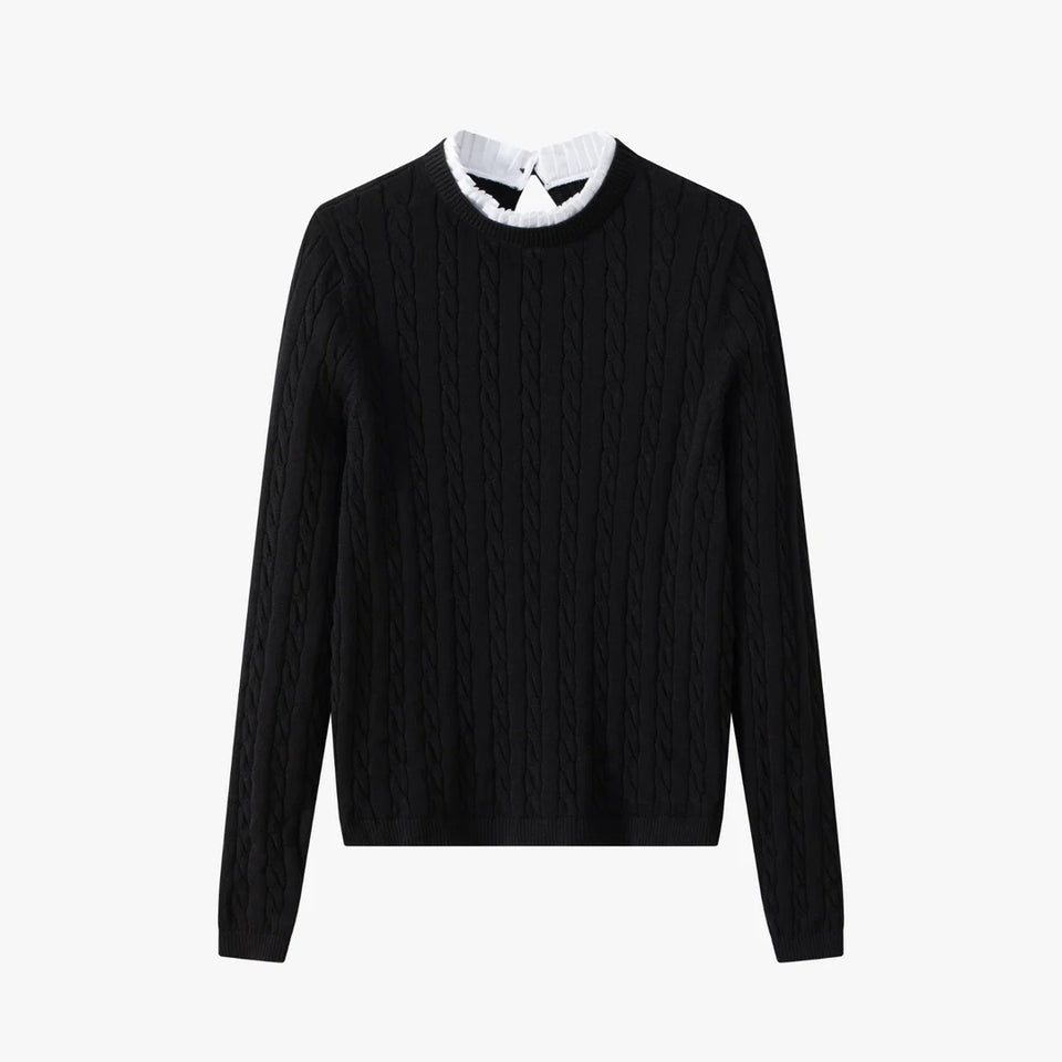 Coco Blanc Black Cabled Sweater