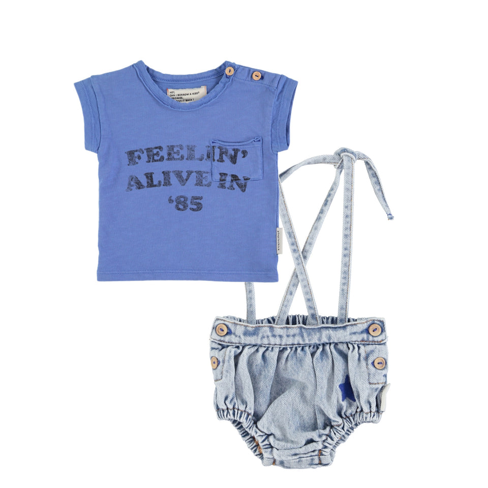 Piupiuchick Feelin Alive Tee Set with Denim Bloomers
