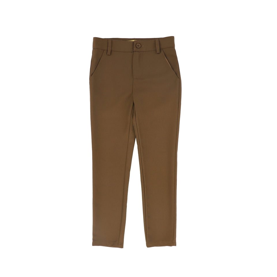 Le Bourdon Camel Solid Fitted Pants