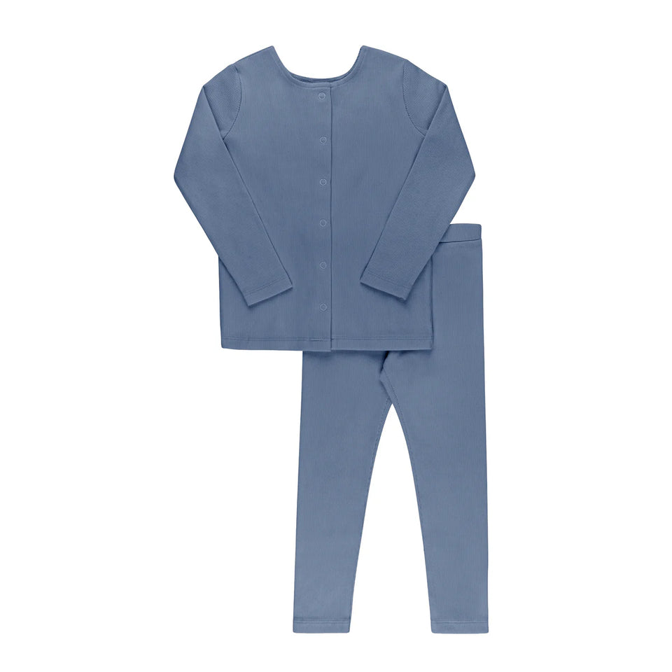 Ely’s & Co. Blue Ribbed Cardigan Set