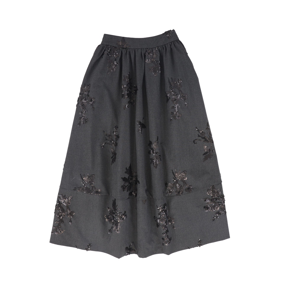 Valentina Charcoal Pinstripe Sequin Skirt