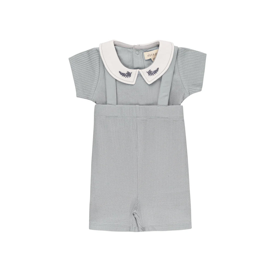 Ely’s & Co. Blue Leaf Embroidered Collar Set