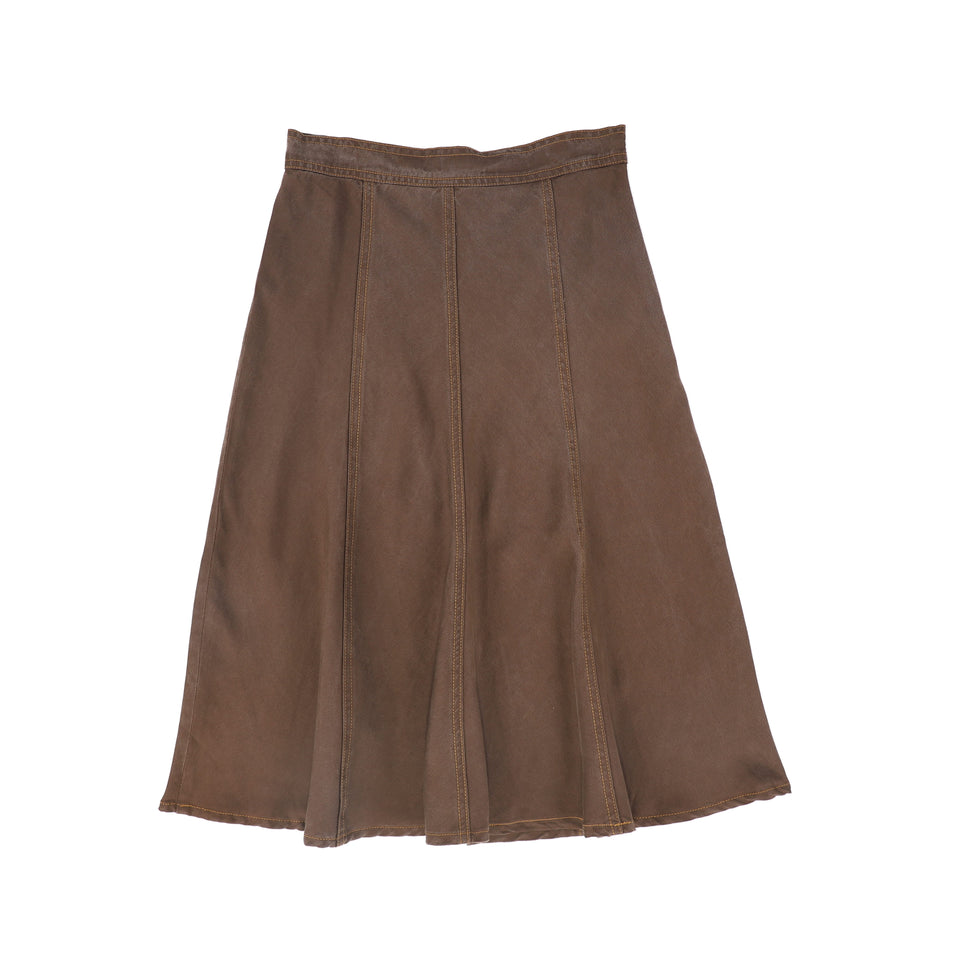 Valentina Brown Denim Contrast Seam Skirt