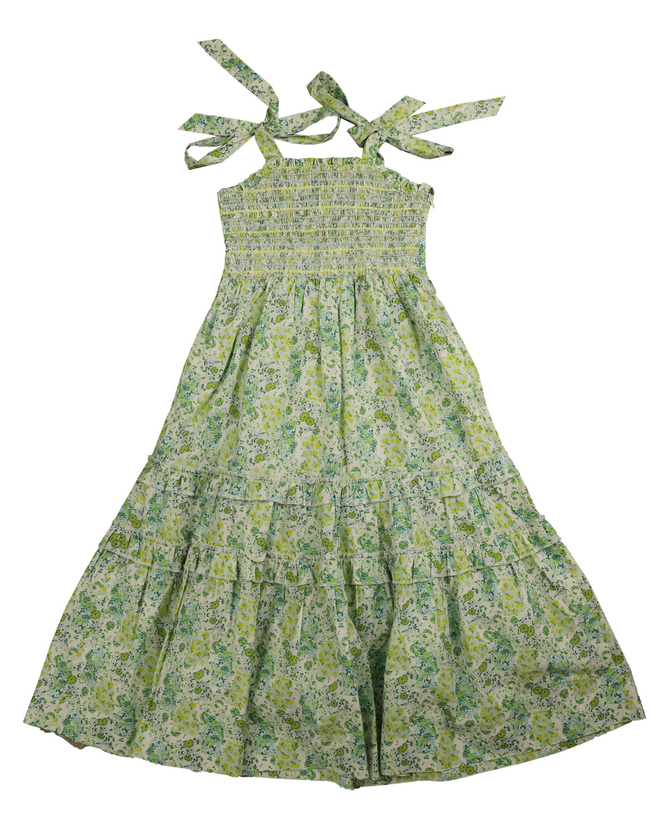 Belati Green Jumper with Triple Colors Embroidered Smock
