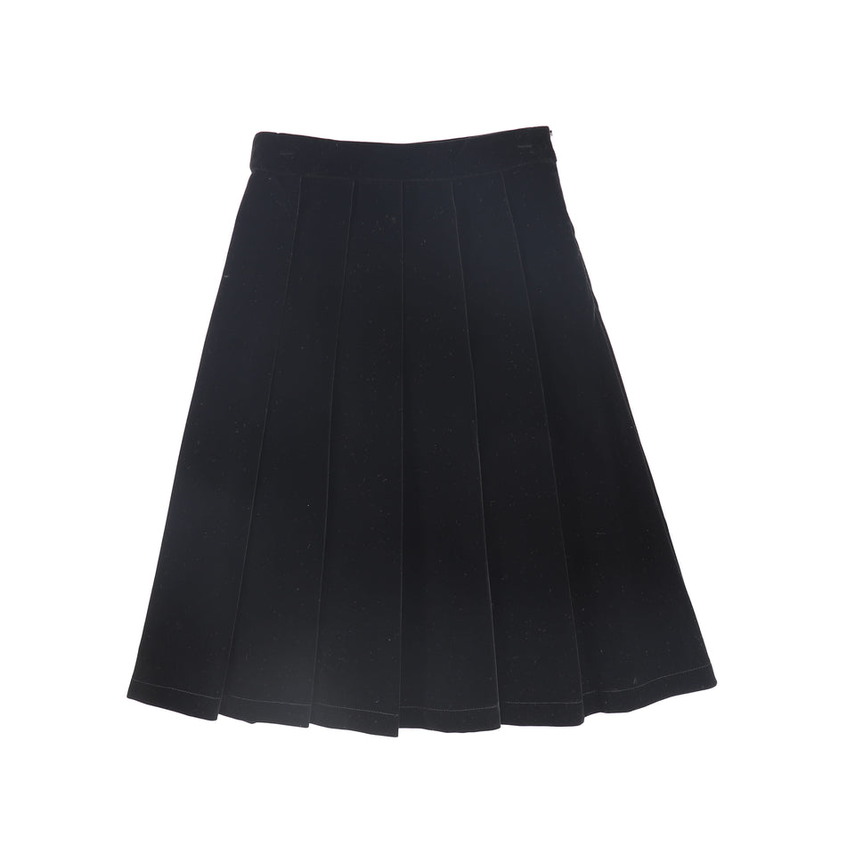 Valentina Black Velvet Pleated Skirt