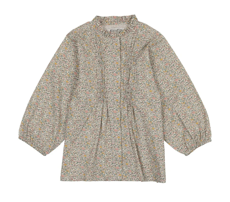 Kin Kin Floral Print Ruffled Collar Shirt