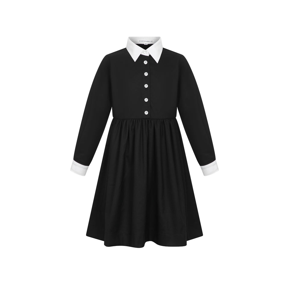 Little Parni Black/White Collared Dress