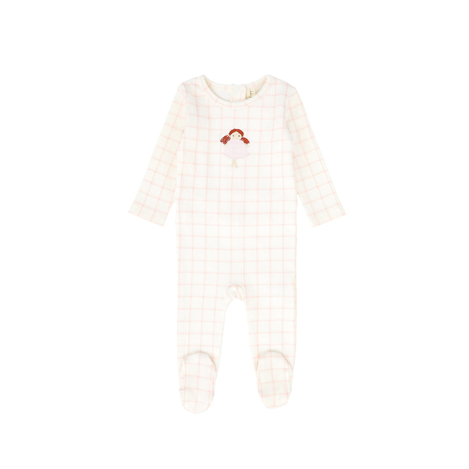 Bebe Jolee Pink Checked Doll Ribbed Footie
