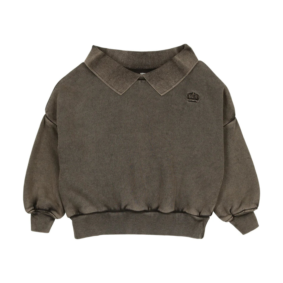 Kin Kin Taupe Washed Polo Sweatshirt