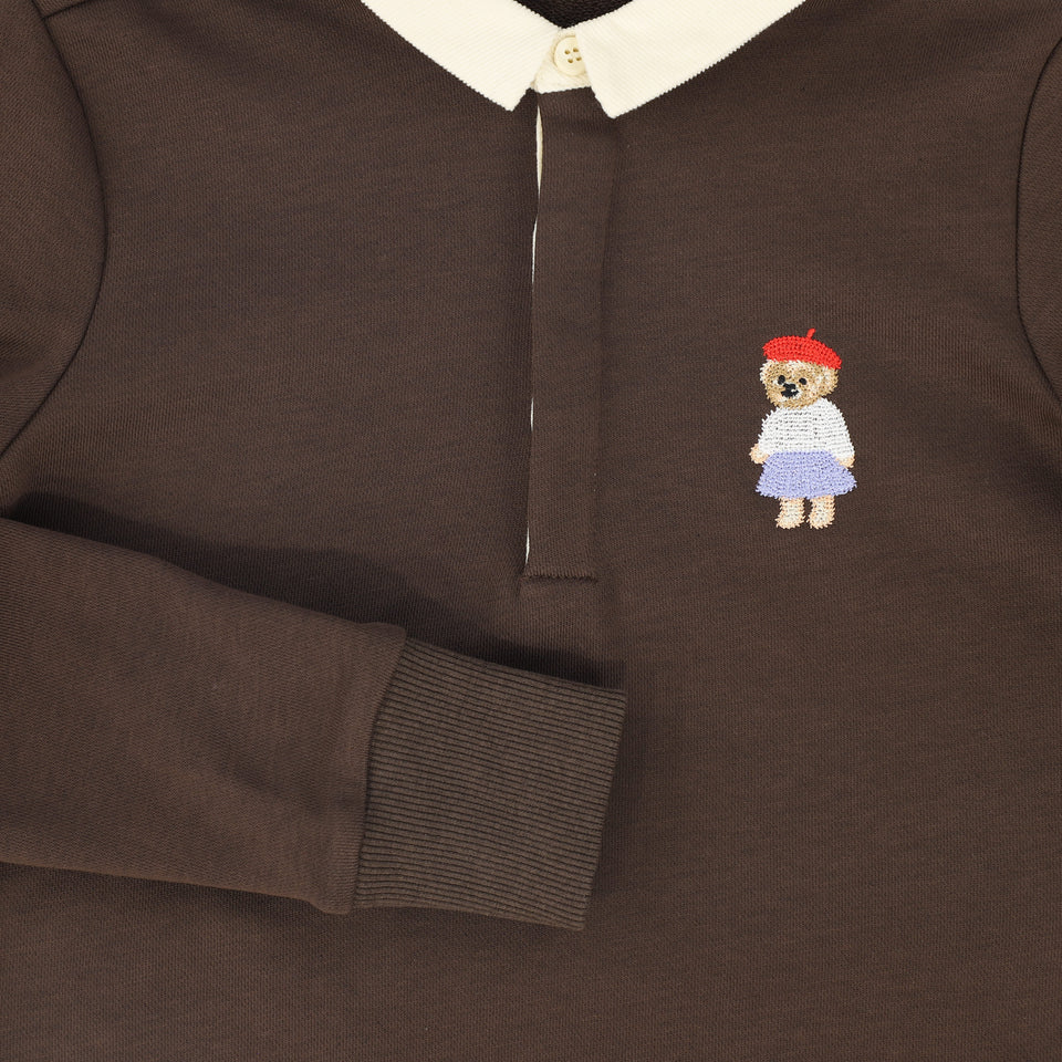 Bamboo Brown Embroidered Doll Sweatshirt