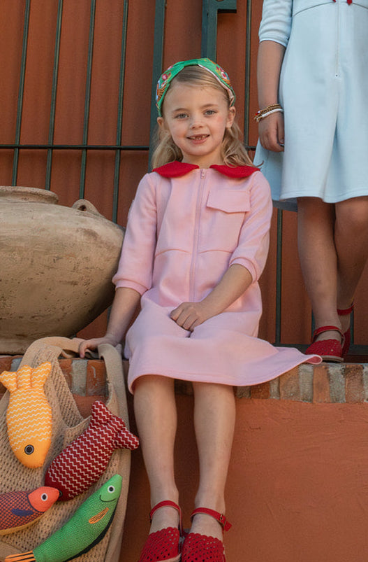 Jouet Red/Pink Zip Front Pocket Patches Dress