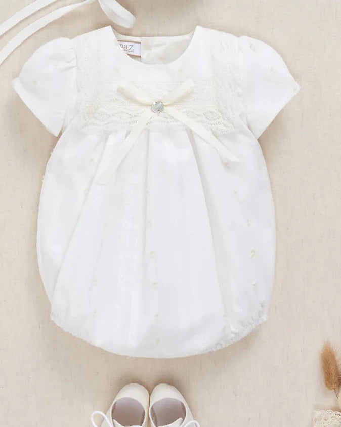 Paz Cream Woven Bow Romper