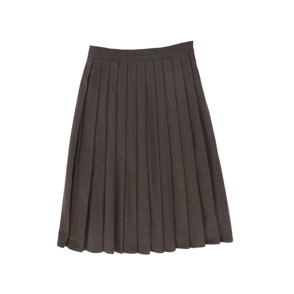 Valentina Brown Wool Pleat Waisted Skirt