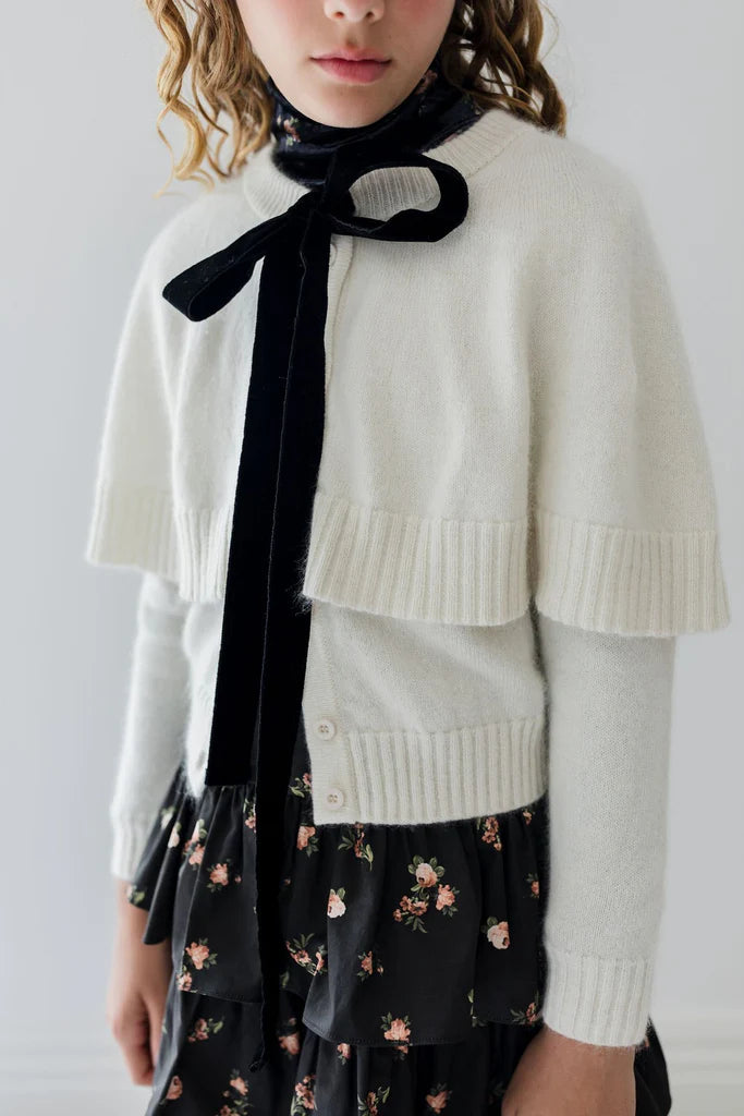 Petite Amalie Cream/Black Shawl Cardigan